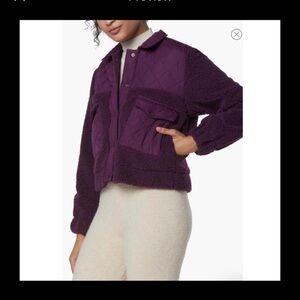 Marc New York Mixed Cropped Sherpa Trucker Jacket Women's Purple EGGPLANT L